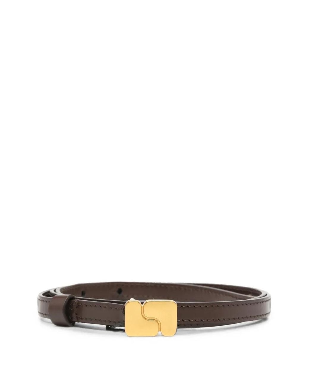 Soeur White Logo-Buckle Leather Belt