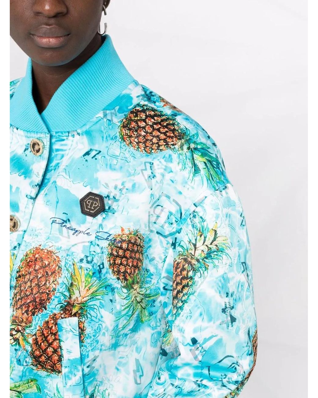 Philipp Plein Blue Pineapple Skies Bomber Jacket