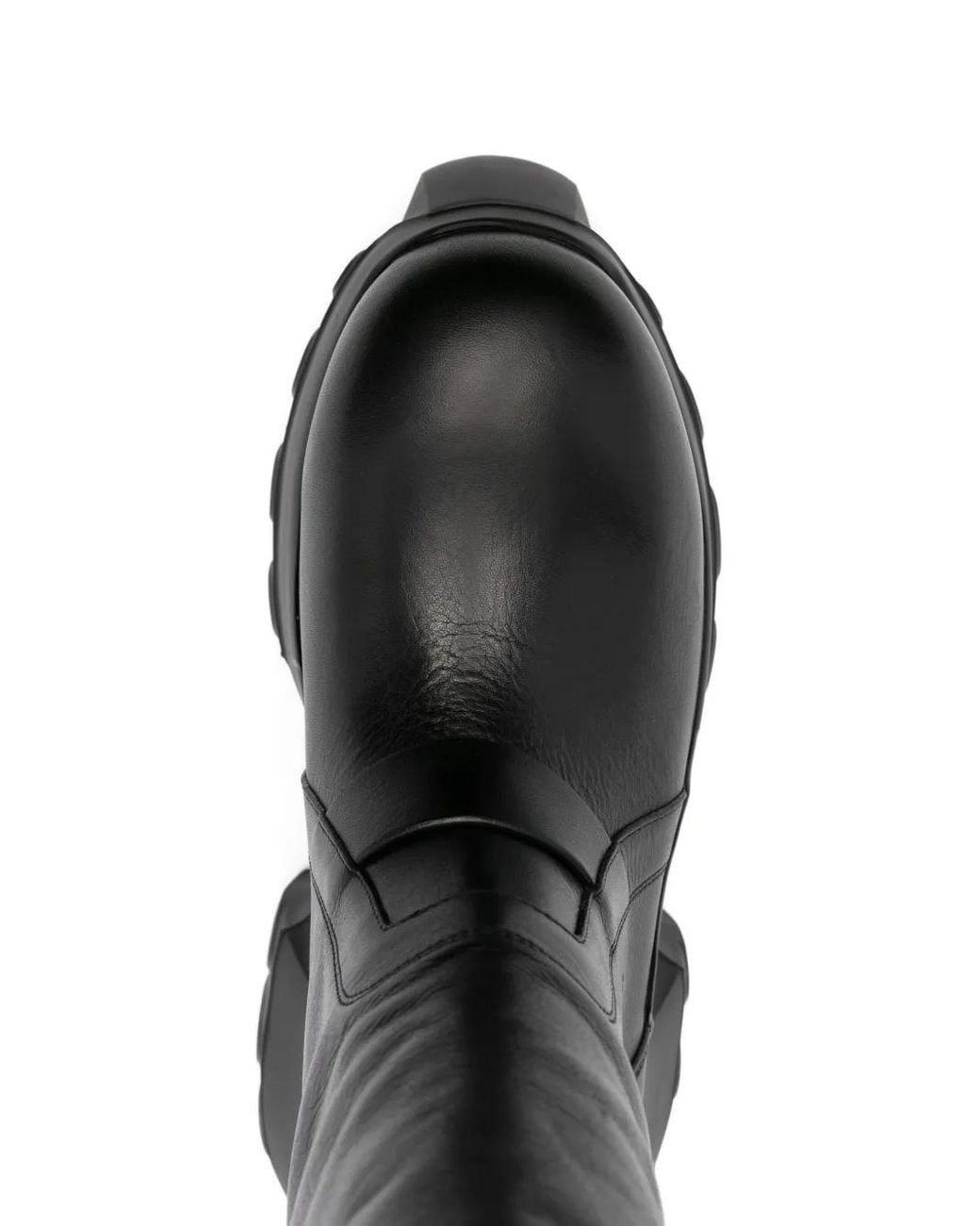 Rick Owens Black Mega Tractor Pull-On Leather Boots