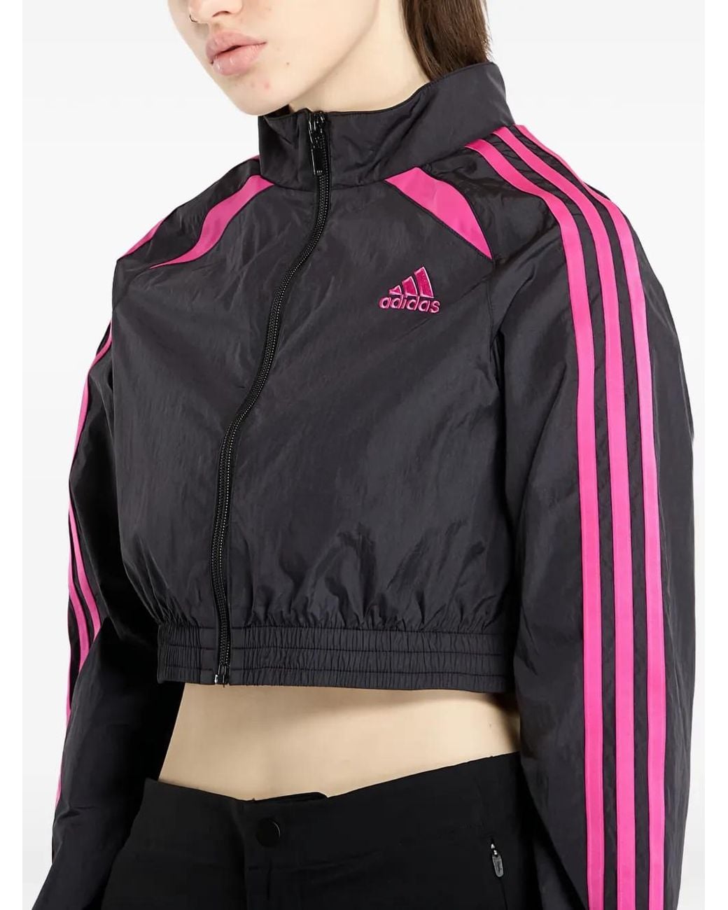 Adidas Black Teamgeist Adicolor Zip-Up Cropped Track Jacket