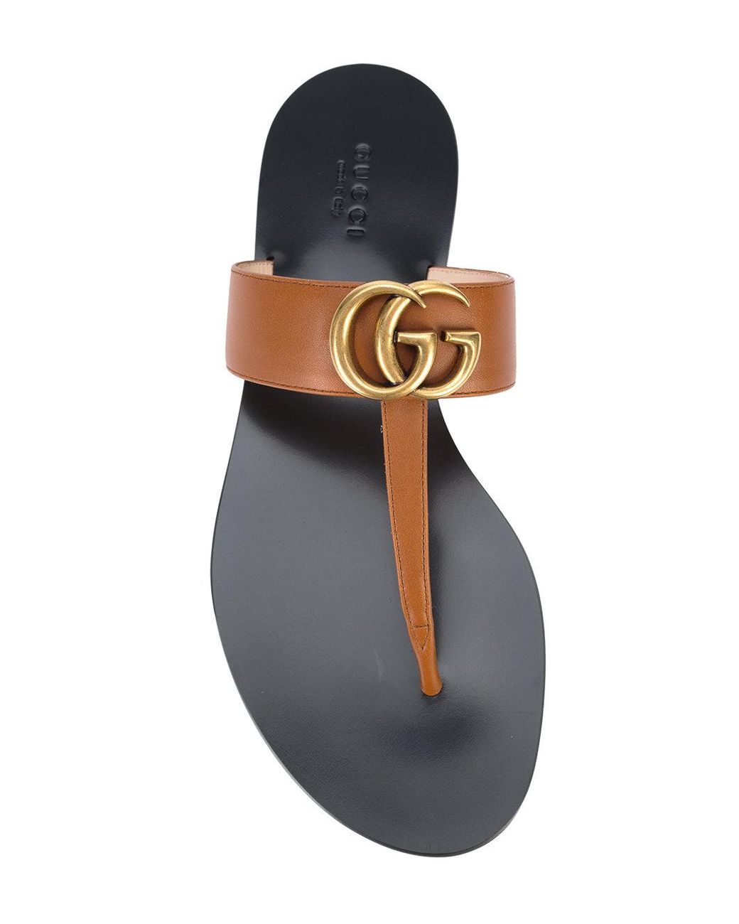 Gucci Marmont Thong Sandals in Brown | Lyst