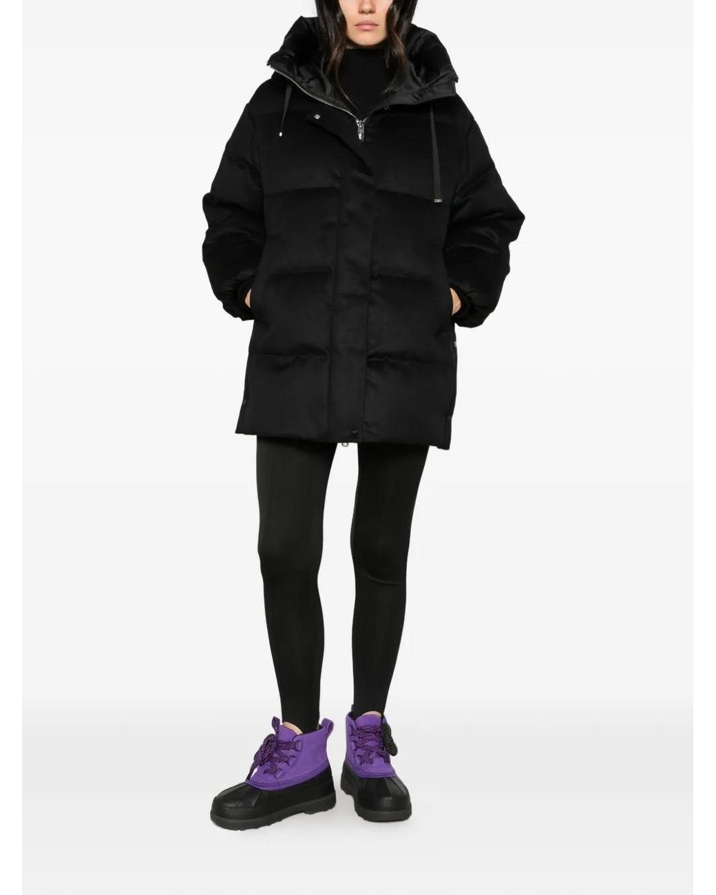 DUNO Black Quilted-Pattern Coat