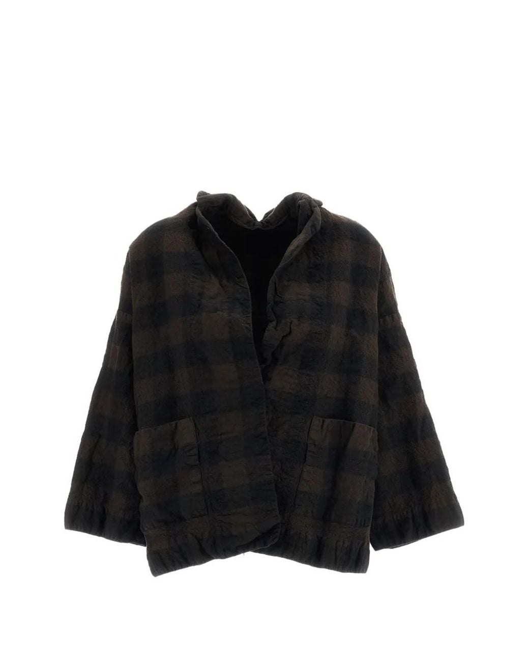 Daniela Gregis Black Check-Pattern Wool Jacket