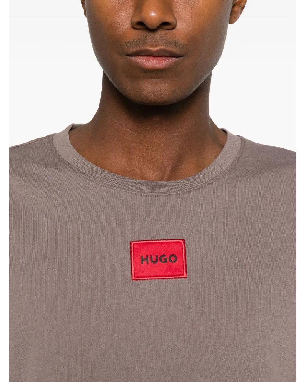 HUGO Pink T-Shirt À Patch Logo for men