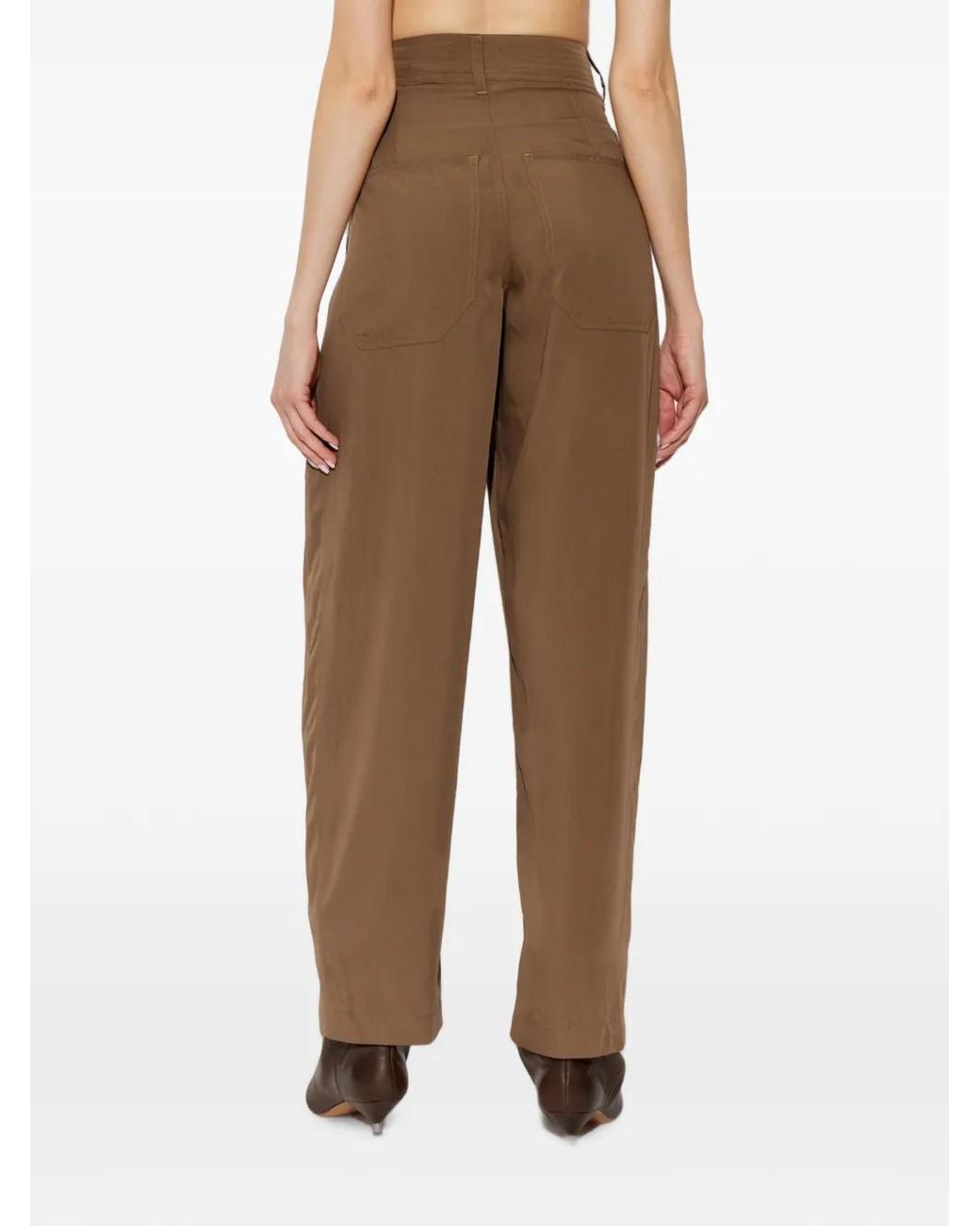 Isabel Marant Brown Inaya Drawstring-Waist Straight Trousers
