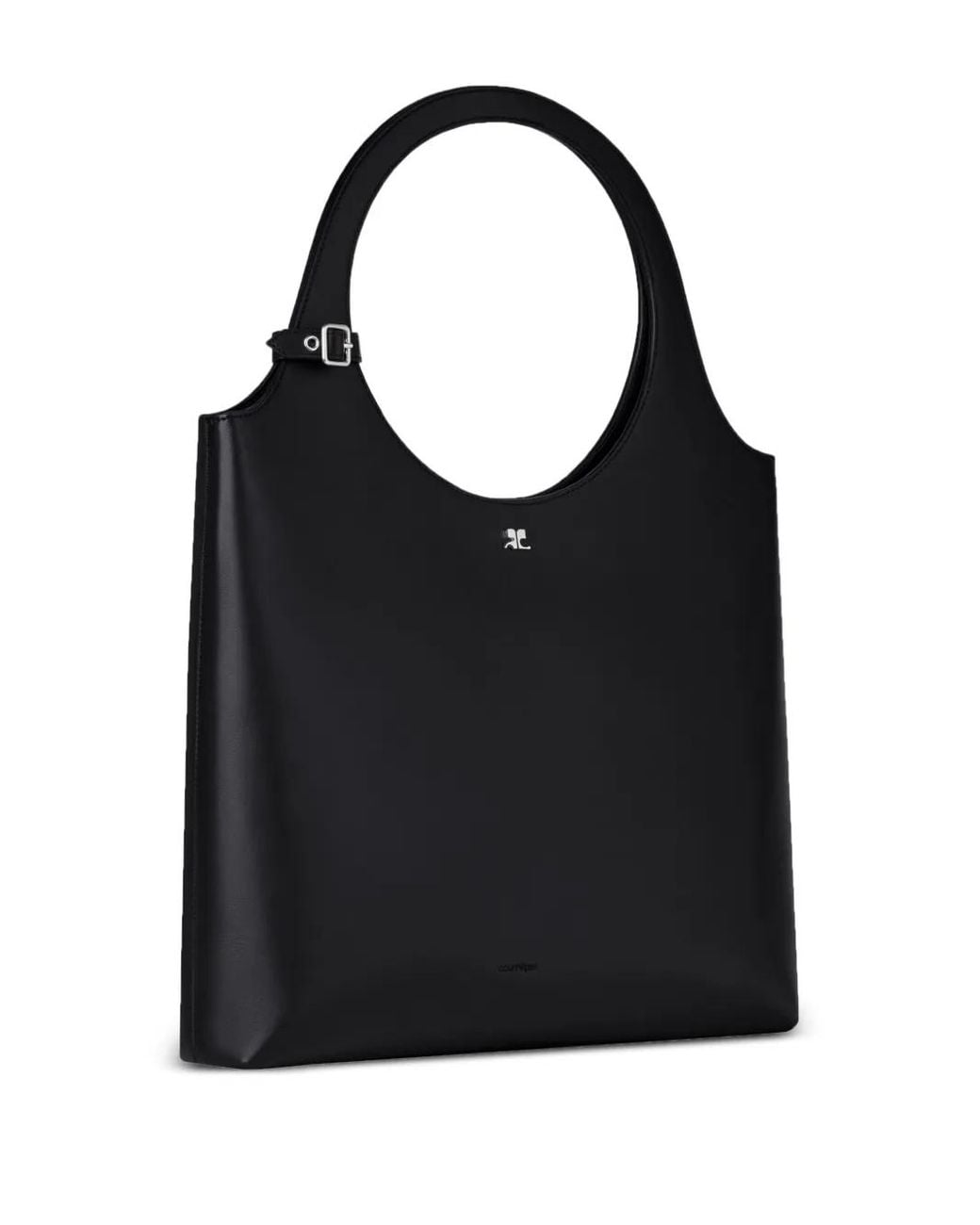 Courreges Black Holy Day Leather Tote Bag