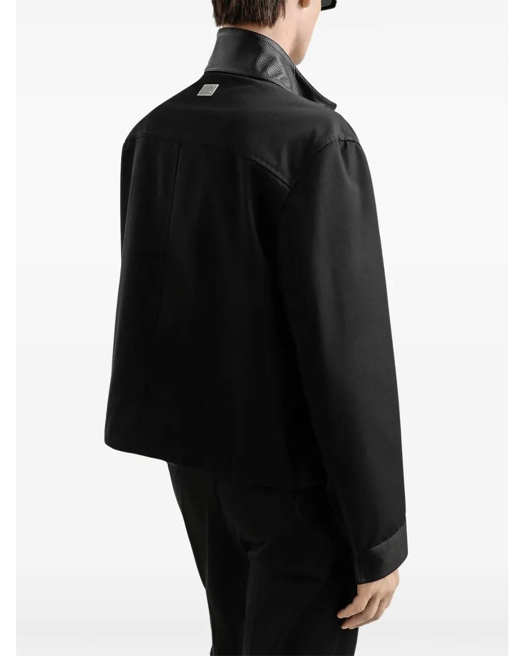 Dolce & Gabbana Black Leather-Trim Bomber Jacket for men