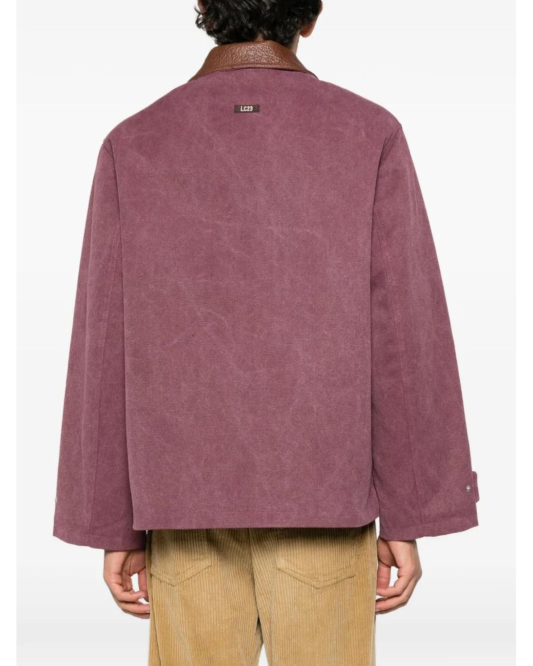 LC23 Purple Lobster-Fastening Contrasting-Collar Jacket for men