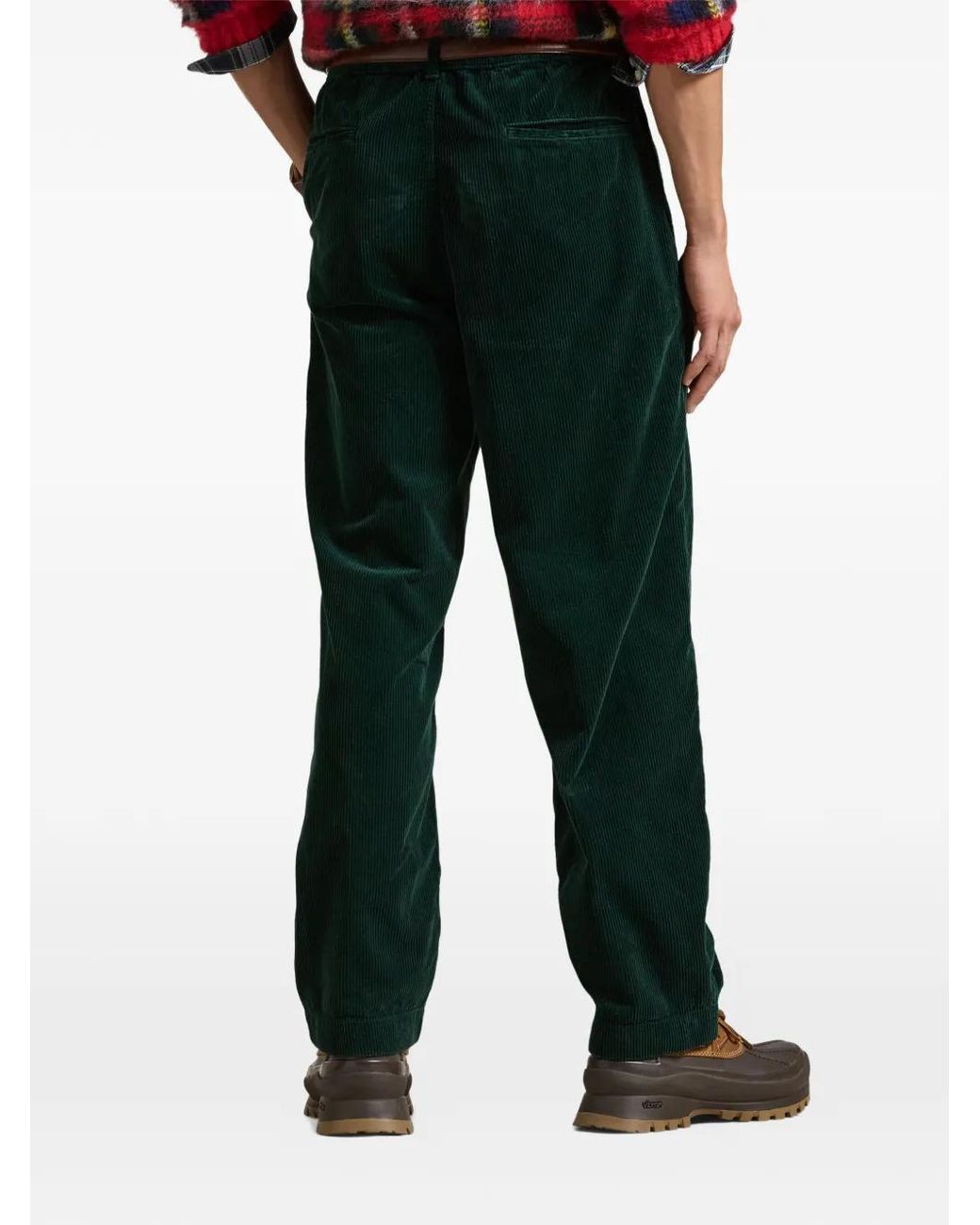 Polo Ralph Lauren Green Pleated Corduroy Straight-Leg Trousers for men