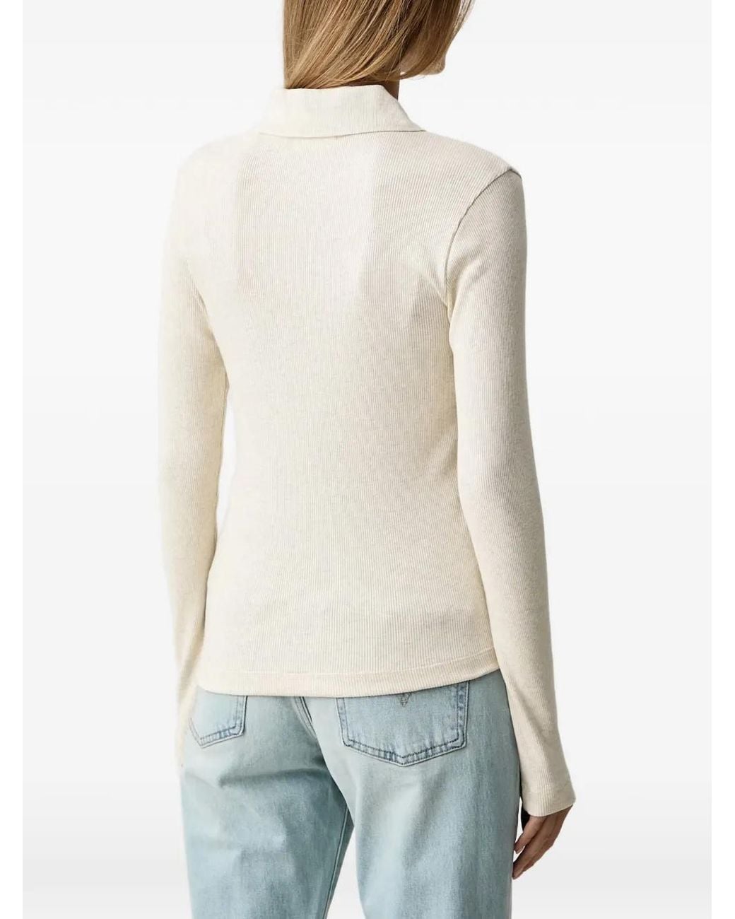 Marc O' Polo White Ribbed-Knit Long-Sleeve Shirt