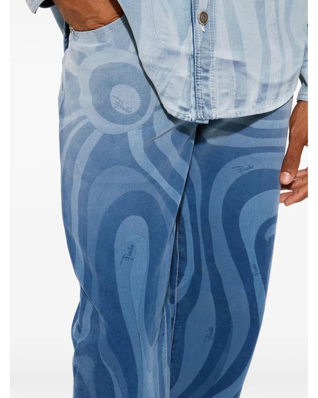 Emilio Pucci Blue Denim Trousers for men