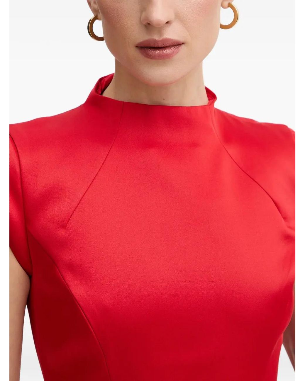 Bardot Red Delphi Hourglass High Neck A-Line Dress
