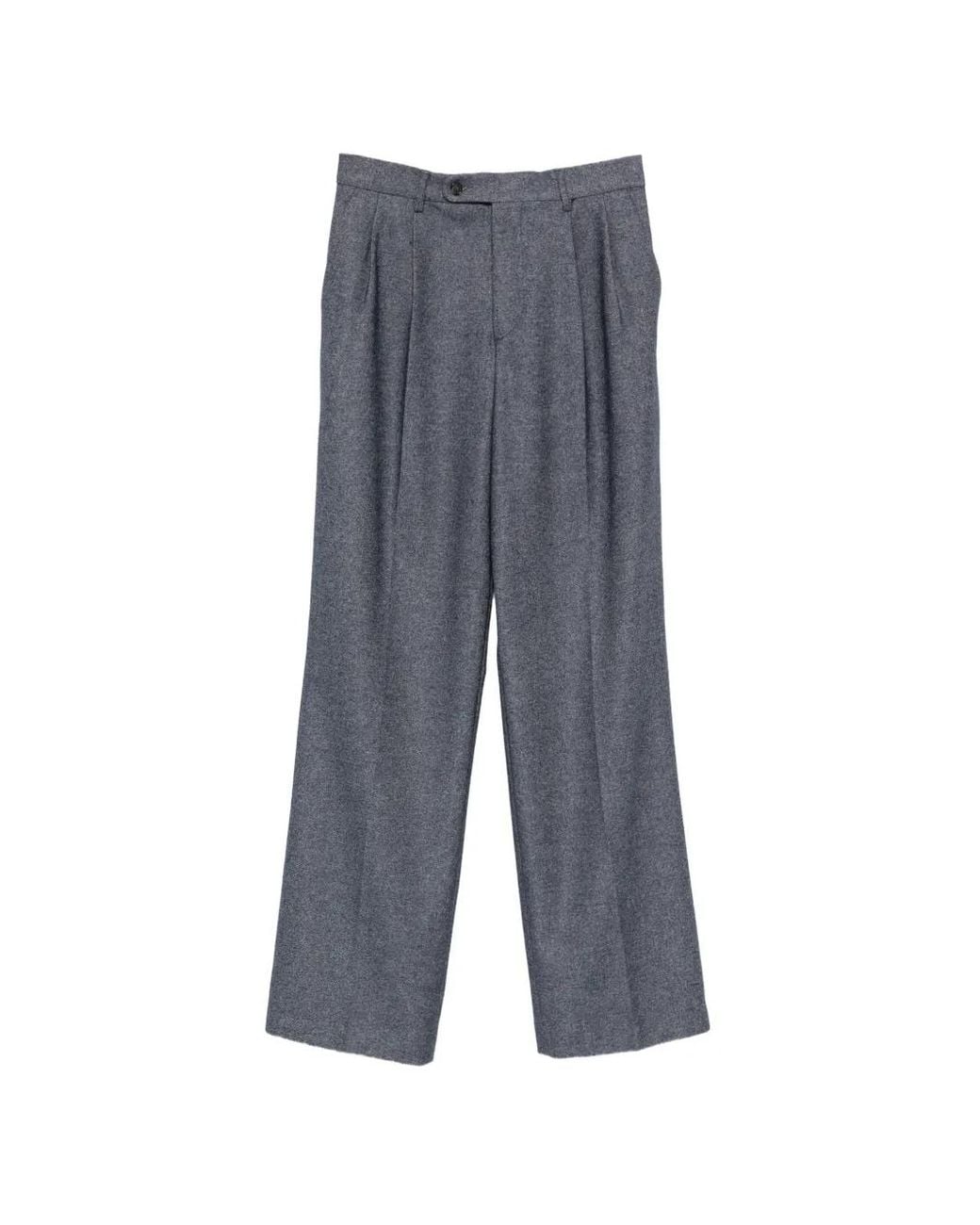 Manuel Ritz Gray Double-Pleated Denim-Effect Trousers