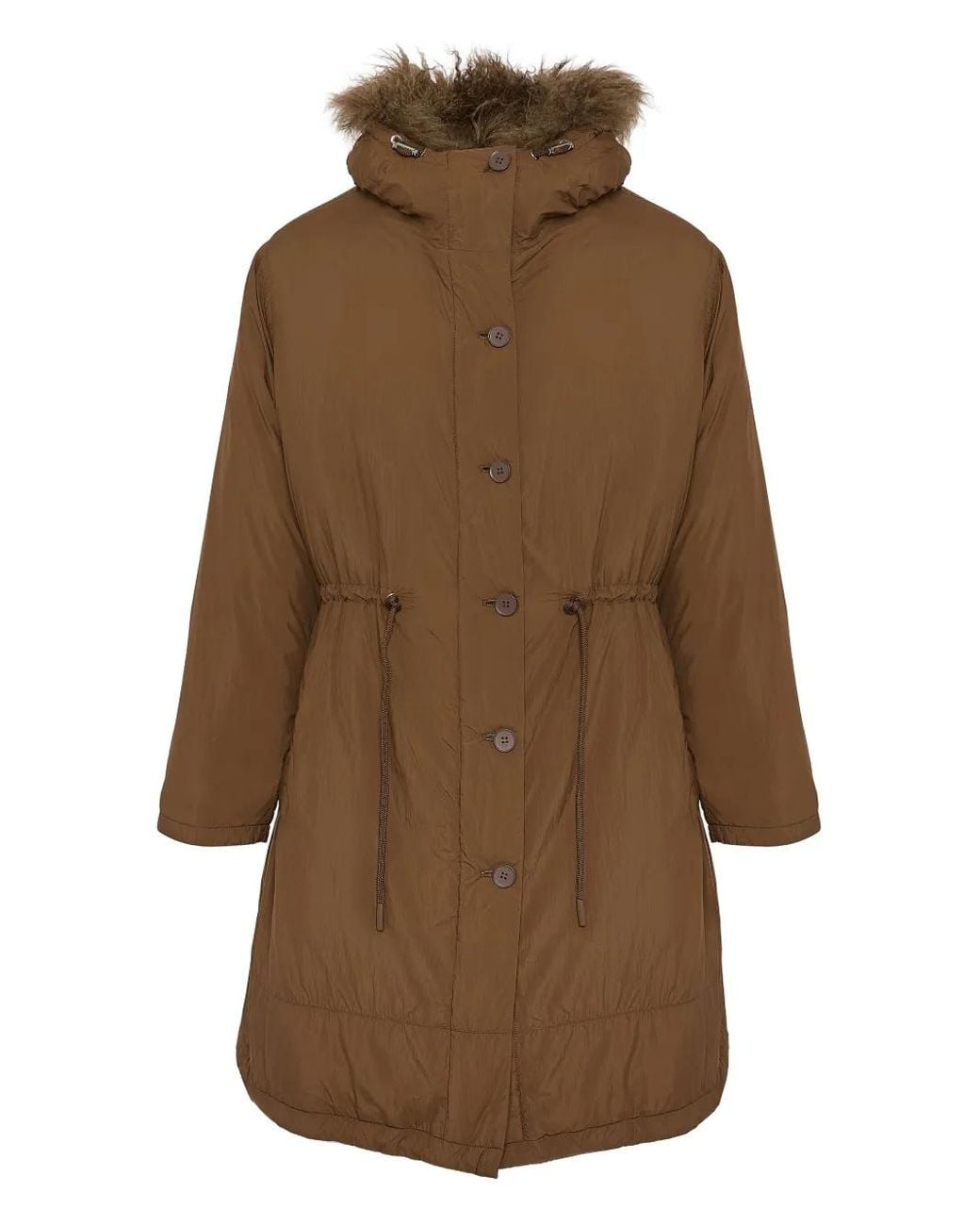 Yves Salomon Brown Lambshearling-Trimmed Parka Coat