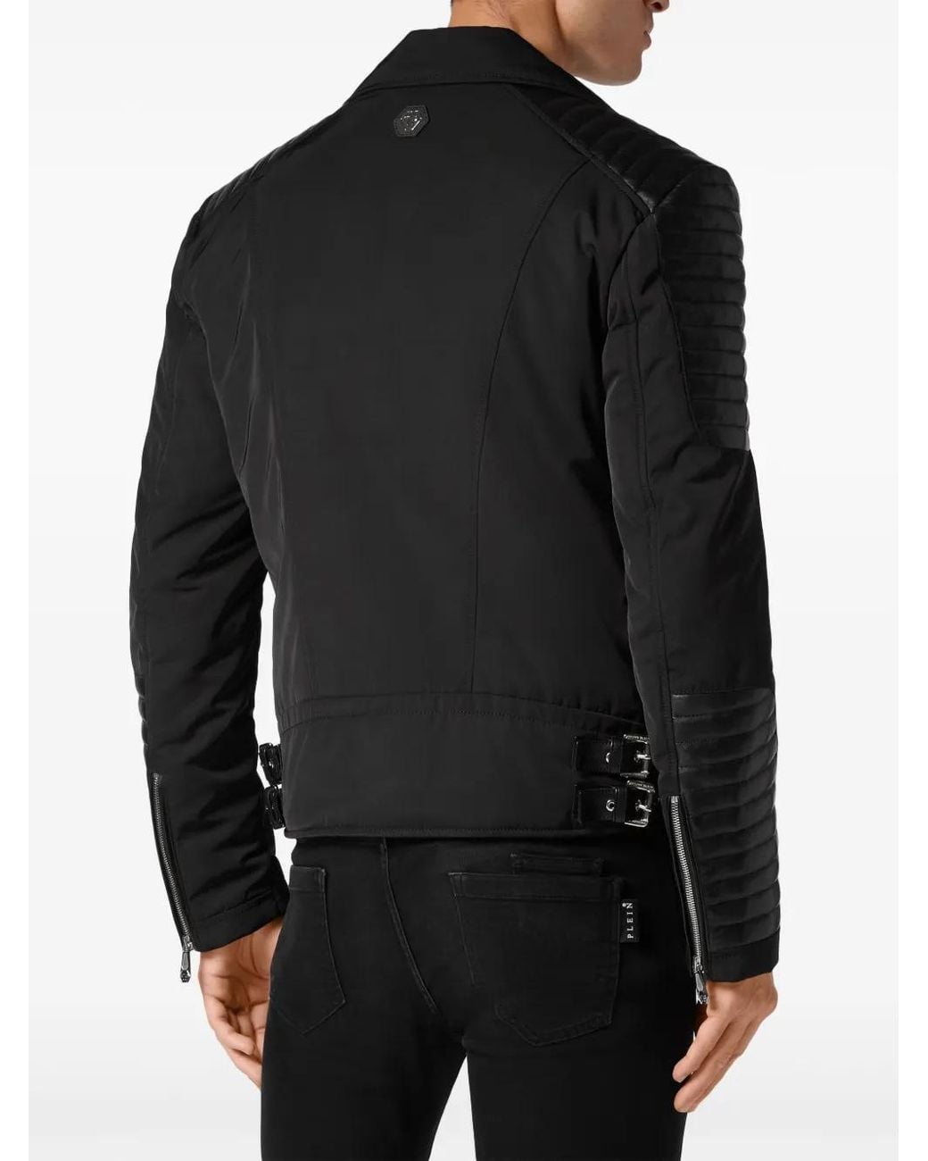 Philipp Plein Bikerjack Met Studs in het Black voor heren