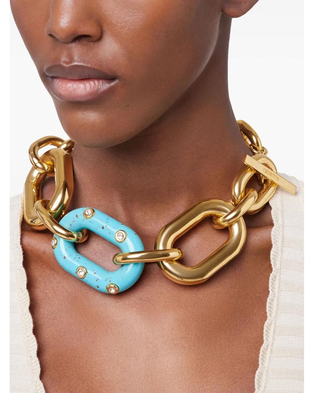 Rabanne Metallic Xl-Link Chocker Necklace