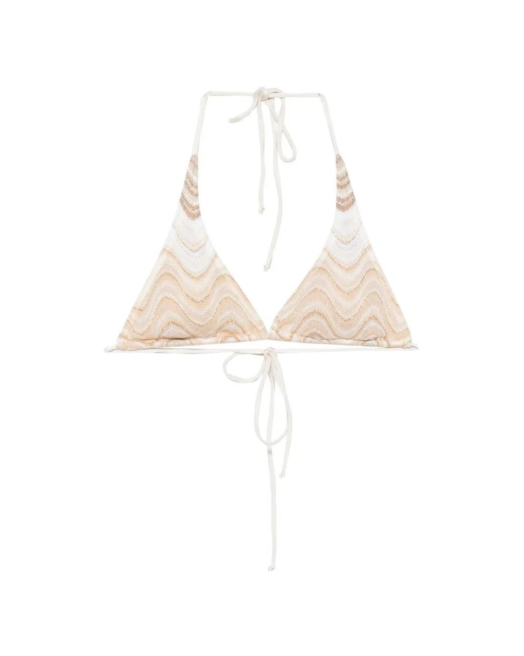 Mc2 Saint Barth White Guiana Chevron-Knit Triangle Bikini Top