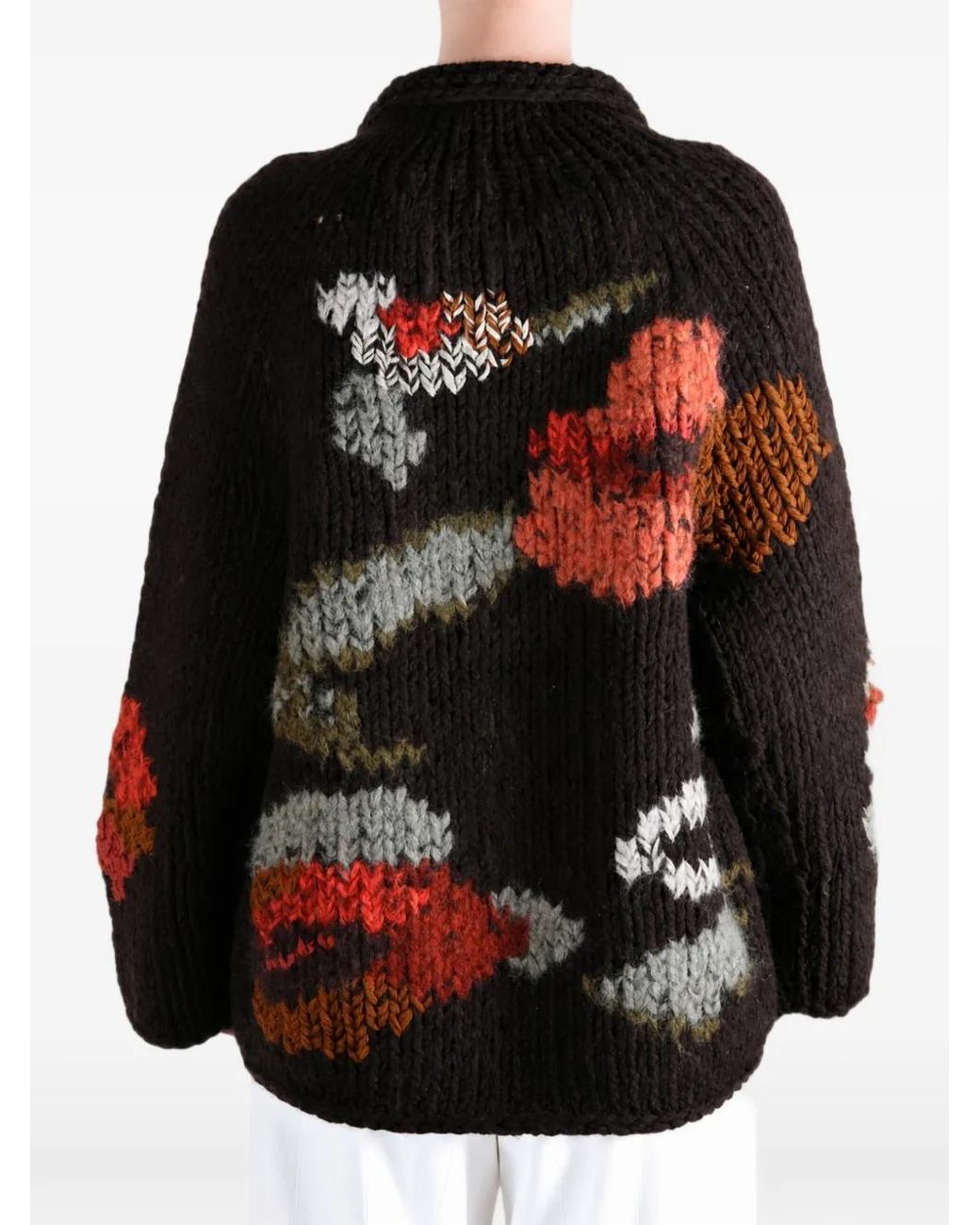 Casey Casey Black Flora Floral-Intarsia Cardigan