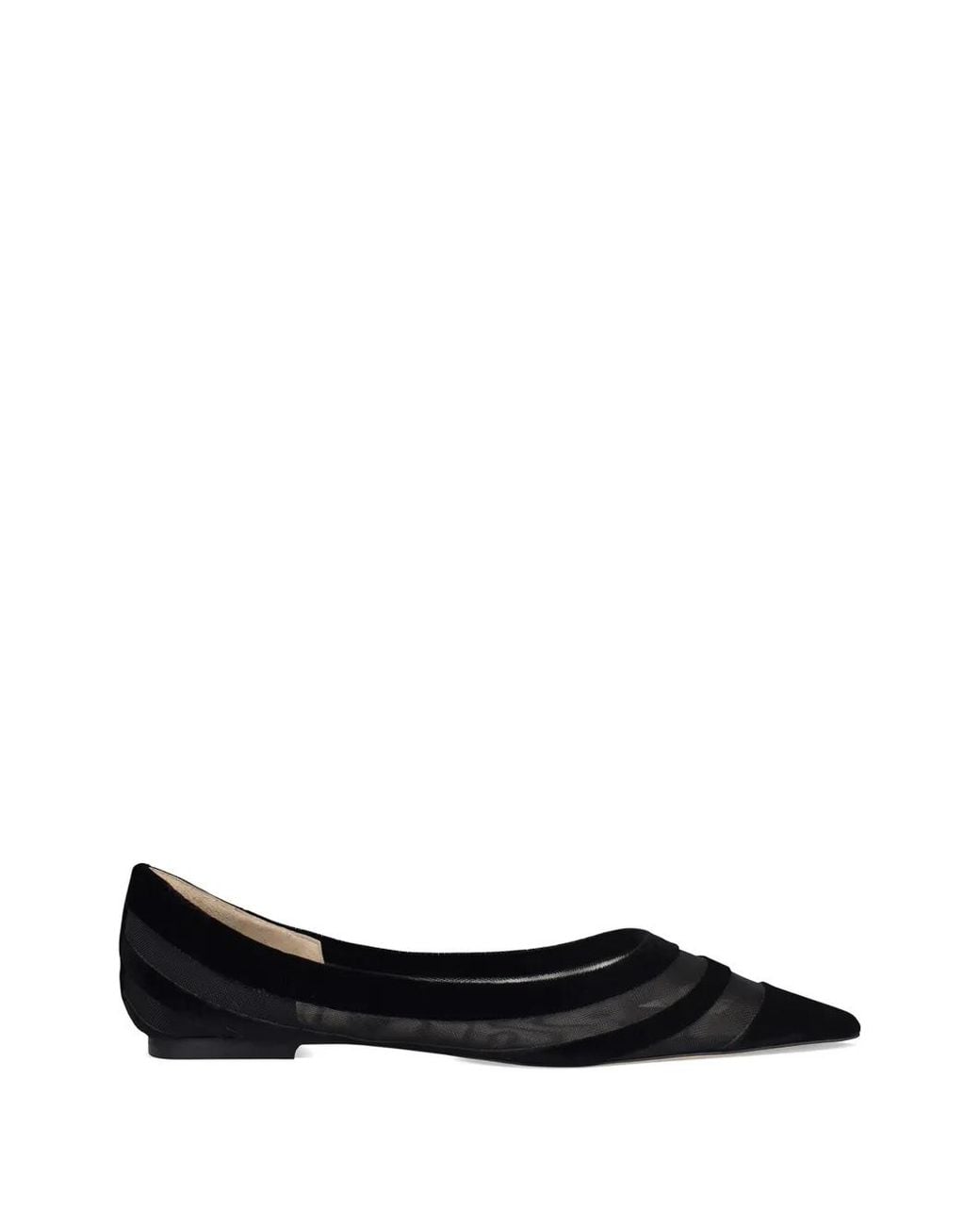 Jimmy Choo Black Fishnet Pointed Toe Ballerinas