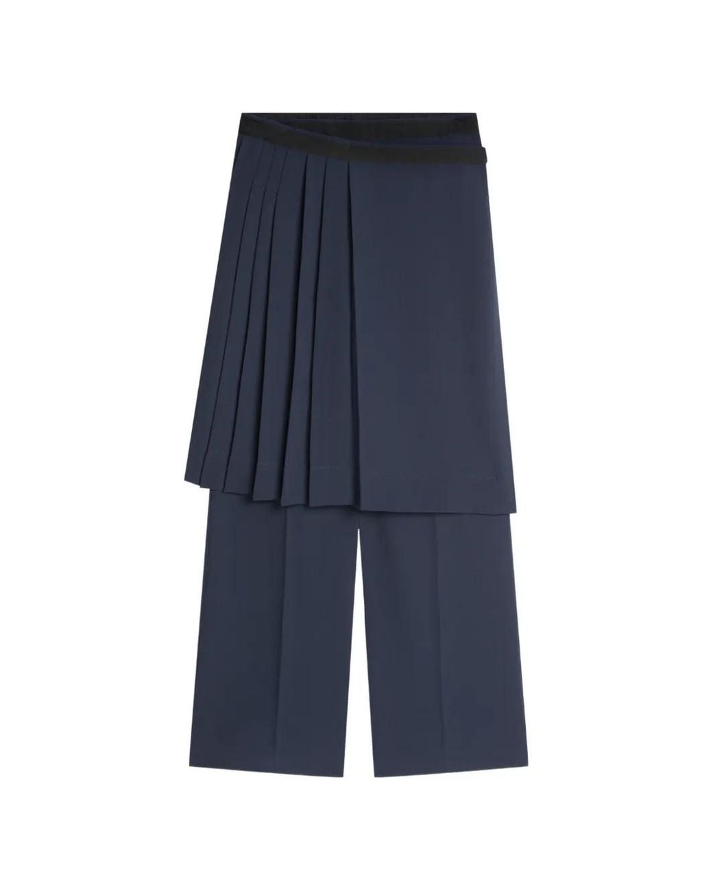 Dries Van Noten Blue Crepe Skirt Trousers