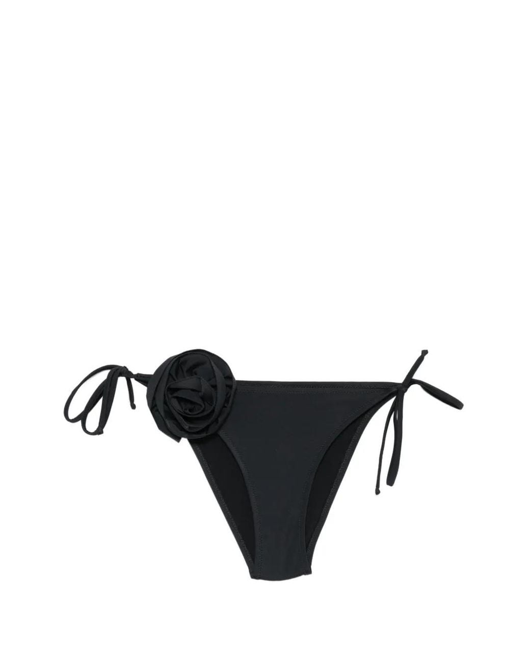Moschino Black Floral-Applique Side-Tie Bikini Bottoms