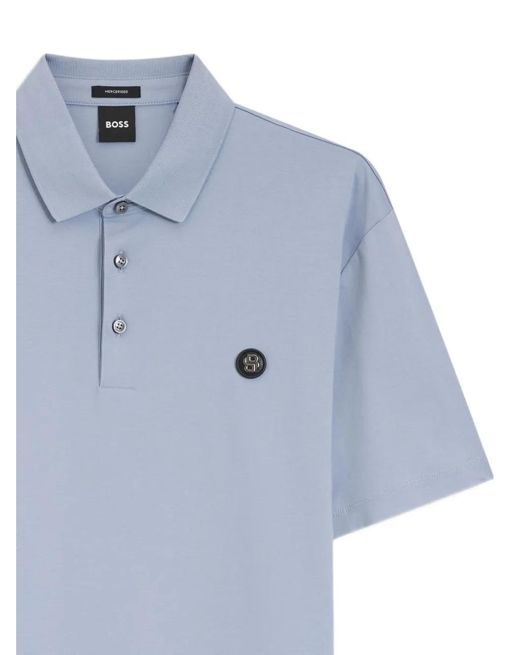 BOSS Button Logo Polo Shirt in Blue for Men | Lyst