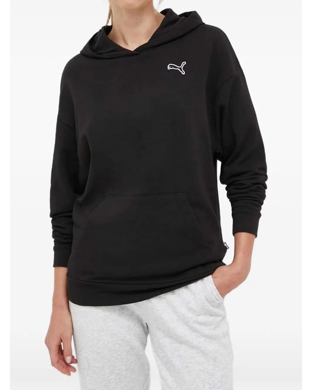PUMA Black Better Essentials Logo-Embroidered Pouch-Pocket Hoodie
