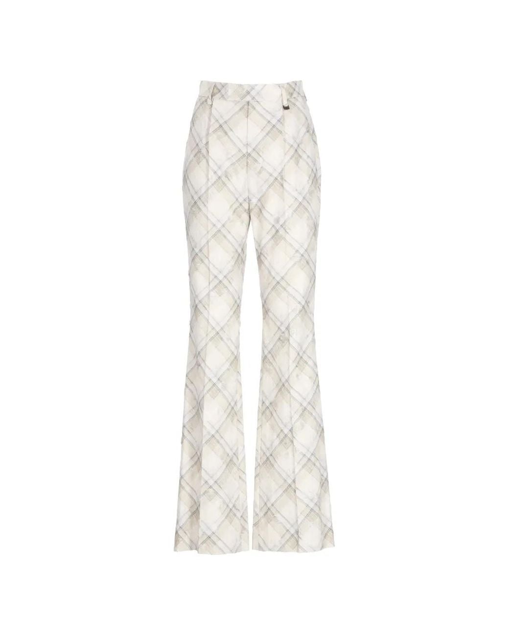 Vivienne Westwood White Check-Pattern Distressed Trousers