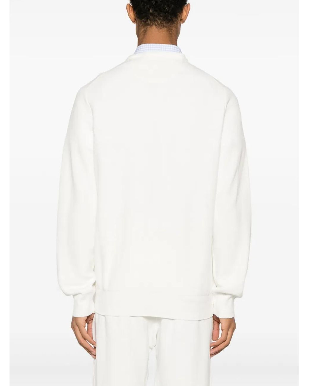 Polo Ralph Lauren White Honeycomb Knit Embroidered Logo Crew Neck Sweater For for men