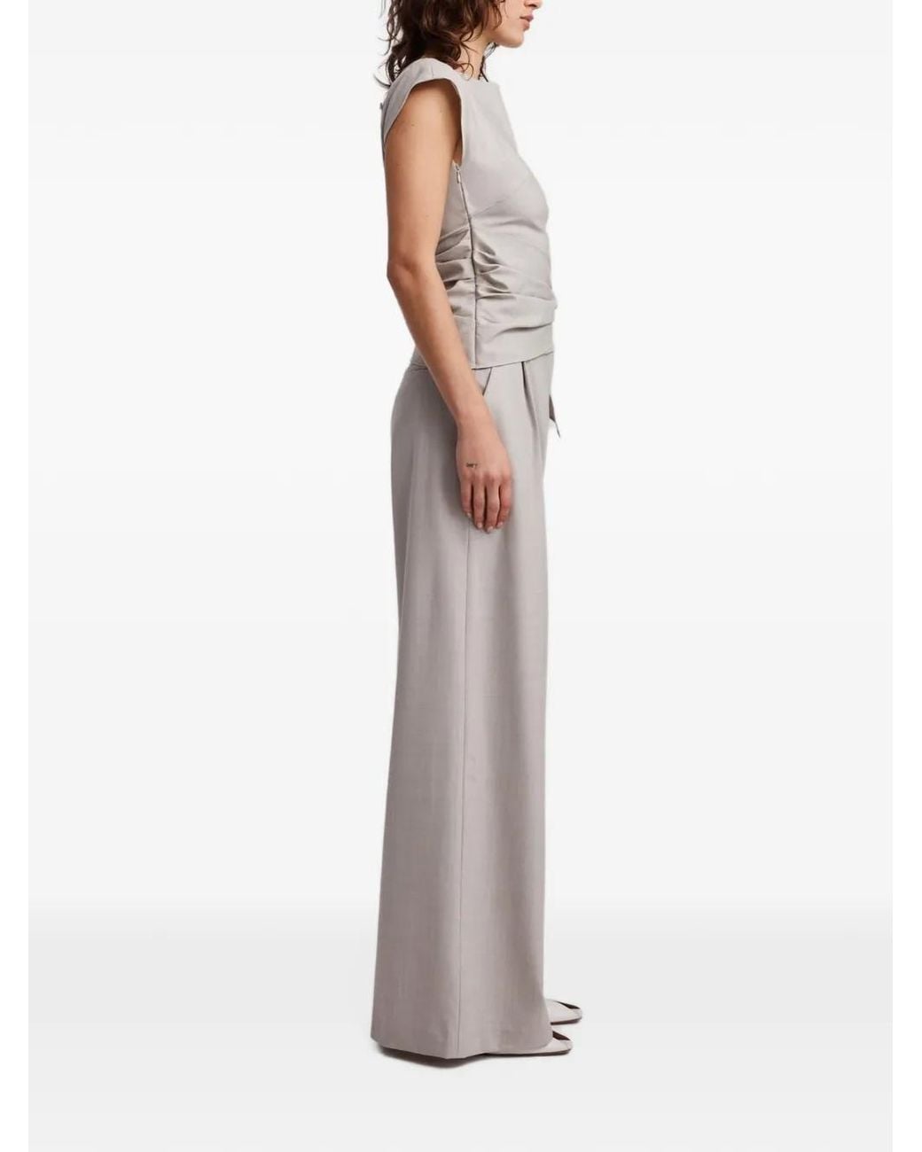 Anna Quan Gray Ellis Knotted-Waist Blouse