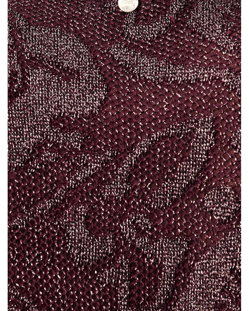Liu Jo Black Floral-Jacquard Lamé Sweater