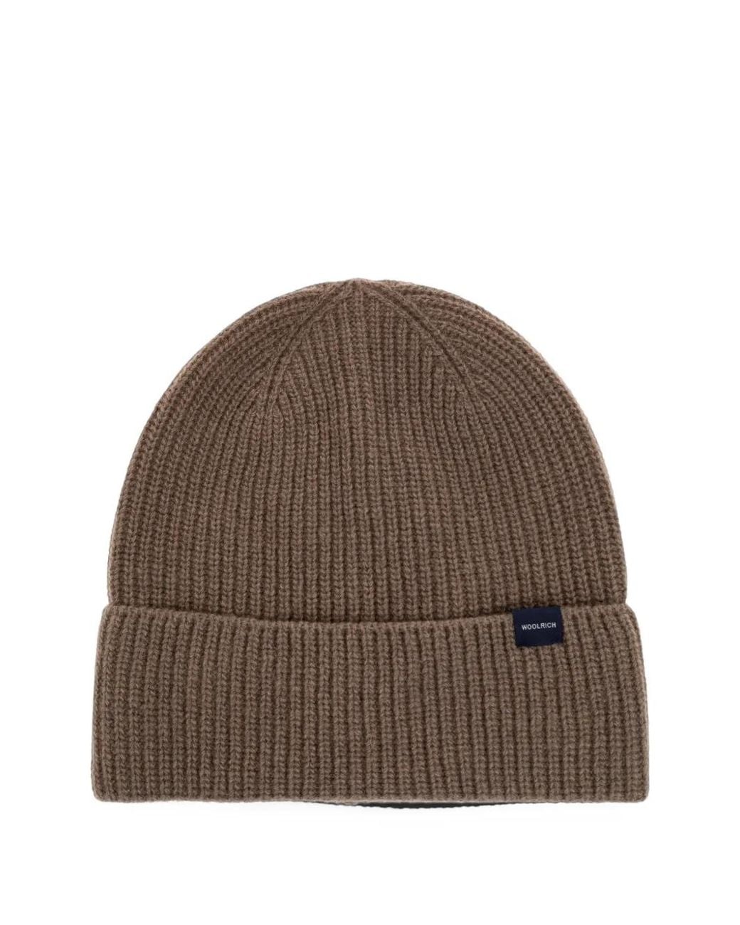 Woolrich Brown Ribbed-Knit Beanie Hat for men