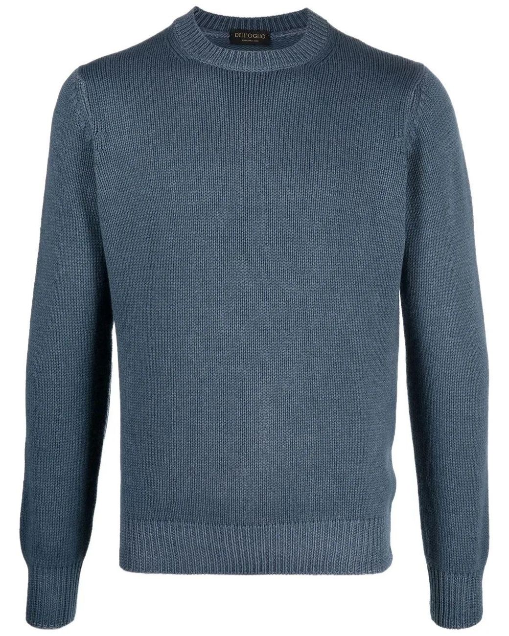 Dell'Oglio Blue Crew-Neck Ribbed Jumper for men