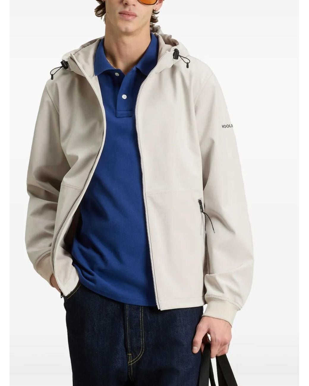 Woolrich Natural Technical Hooded Jacket for men