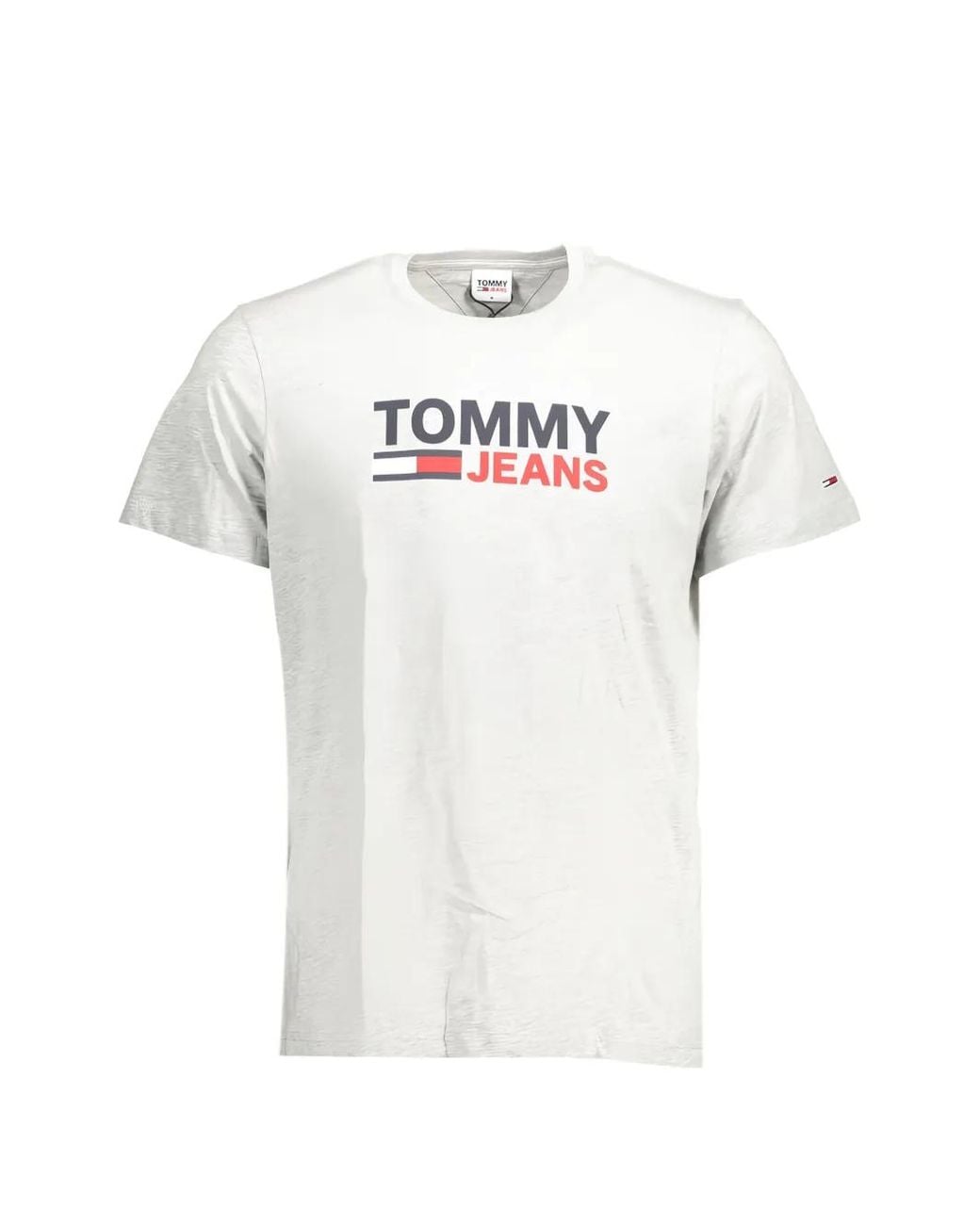 Tommy Hilfiger White Logo-Print Marl-Finish T-Shirt for men