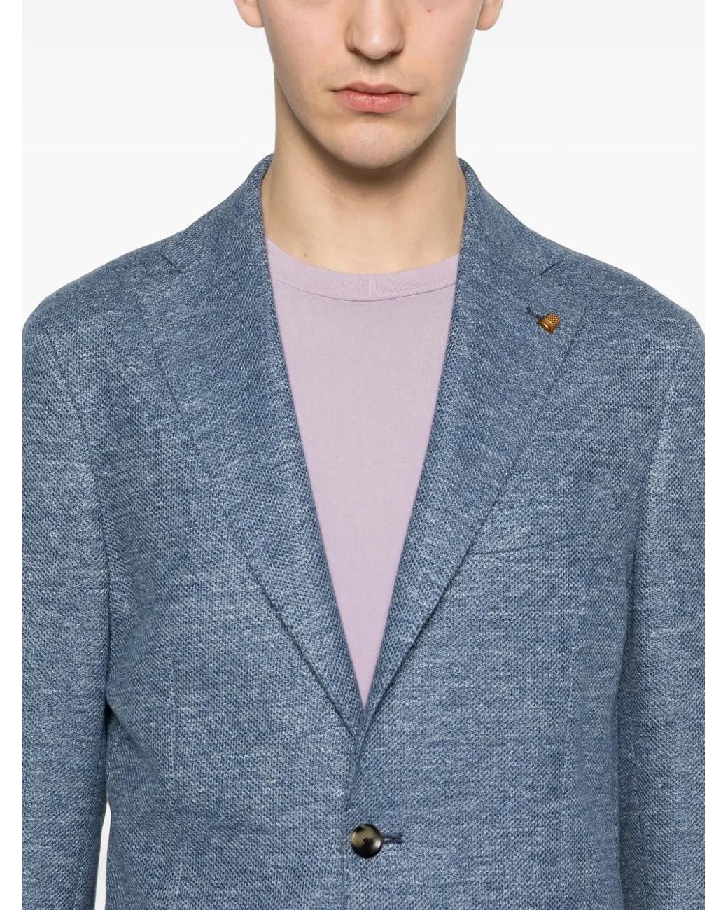Sartoria Latorre Blue Notch-Lapel Single-Breasted Blazer for men