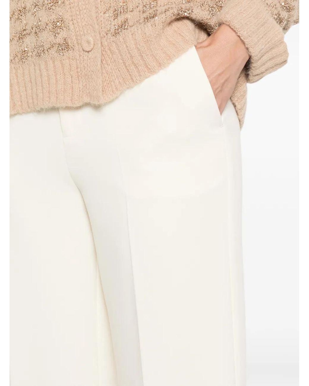 Twinset White Straight-Leg Crêpe Trousers