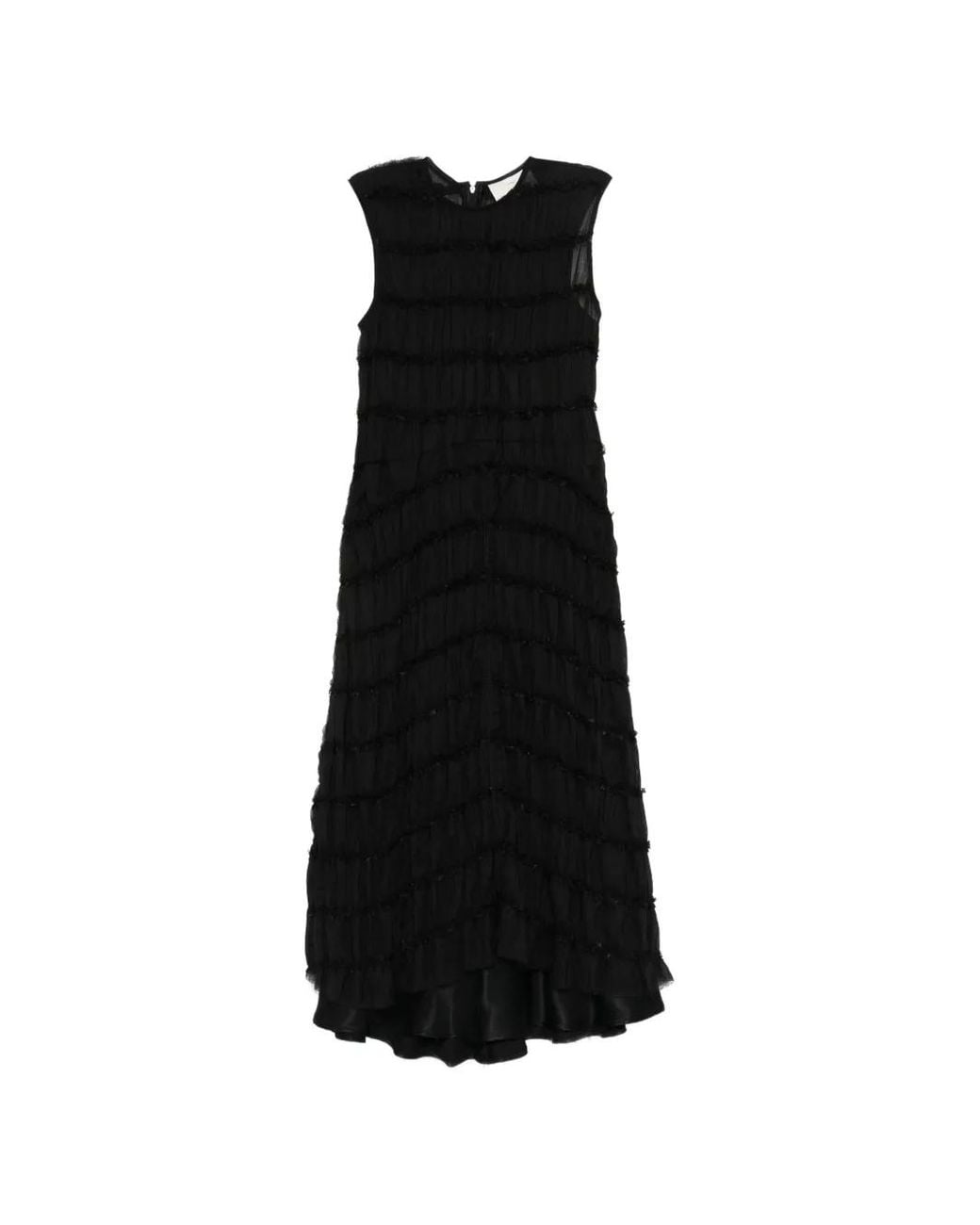 Song For The Mute Black Ruffled Midi Dress (Set Of Two)
