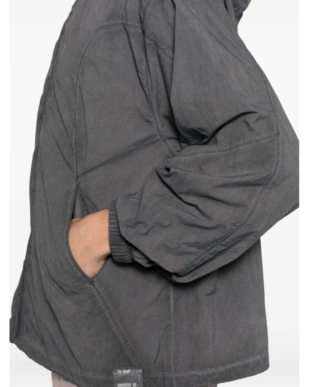 Izzue Gray Embroidered-Slogan Hooded Jacket for men