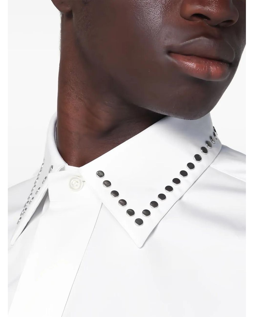 McQueen White Studds-Embellishment Shirt for men