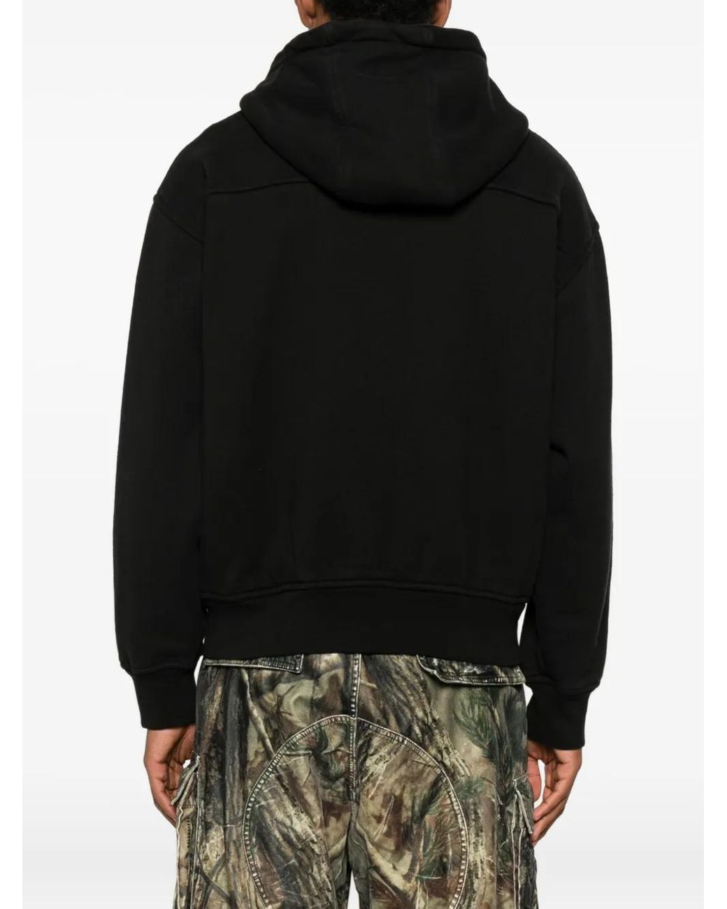 Rhude Black Logo-Embroidered Hoodie for men