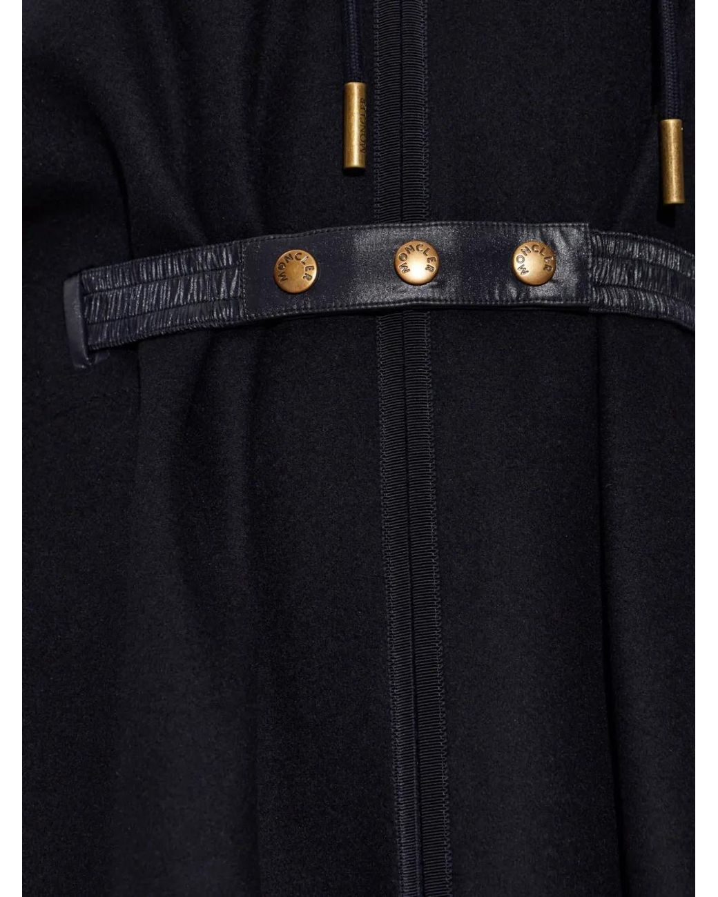 Capa Con Capucha Y Cinturón Moncler de color Blue