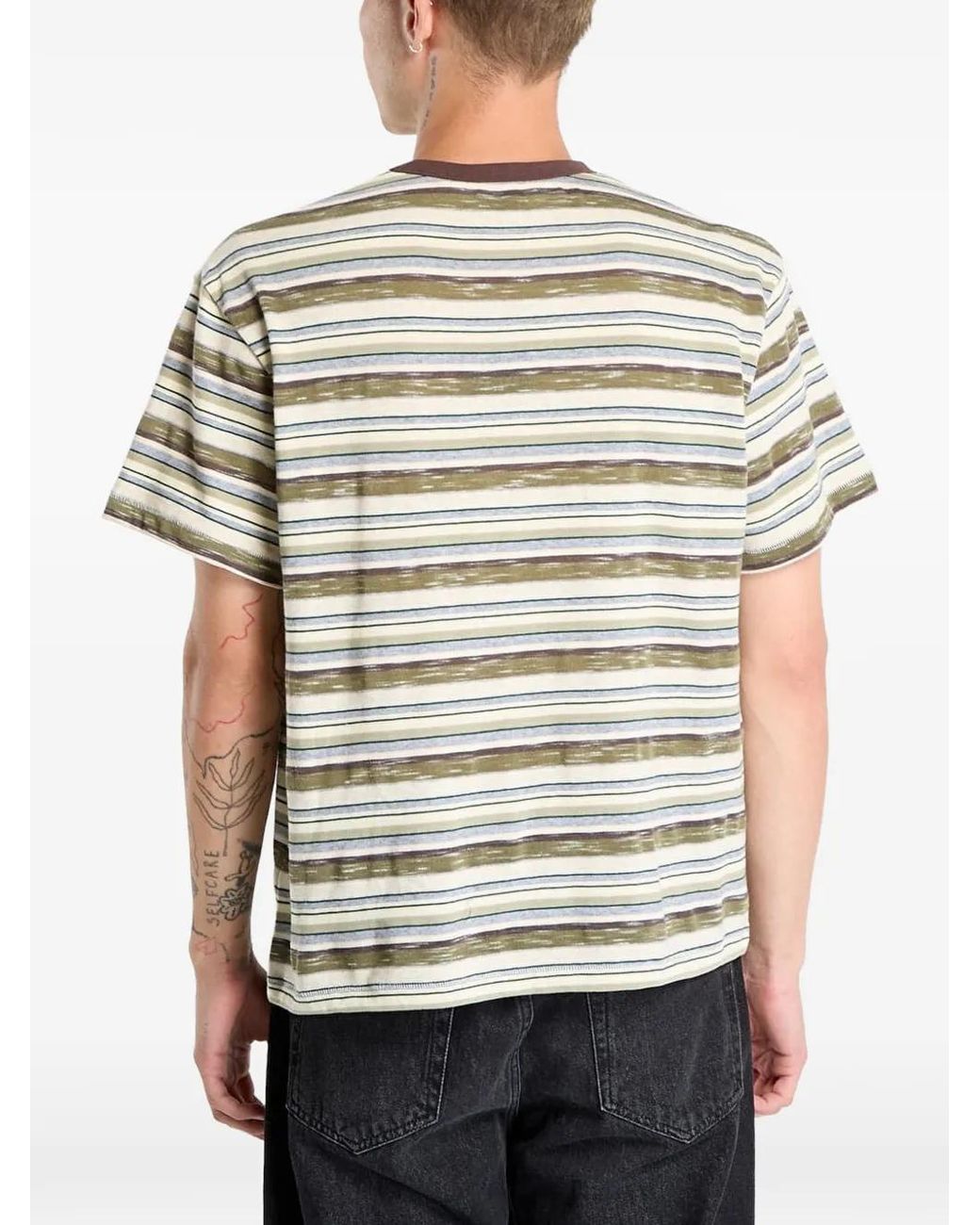 Brain Dead Green Toni Striped T-Shirt for men