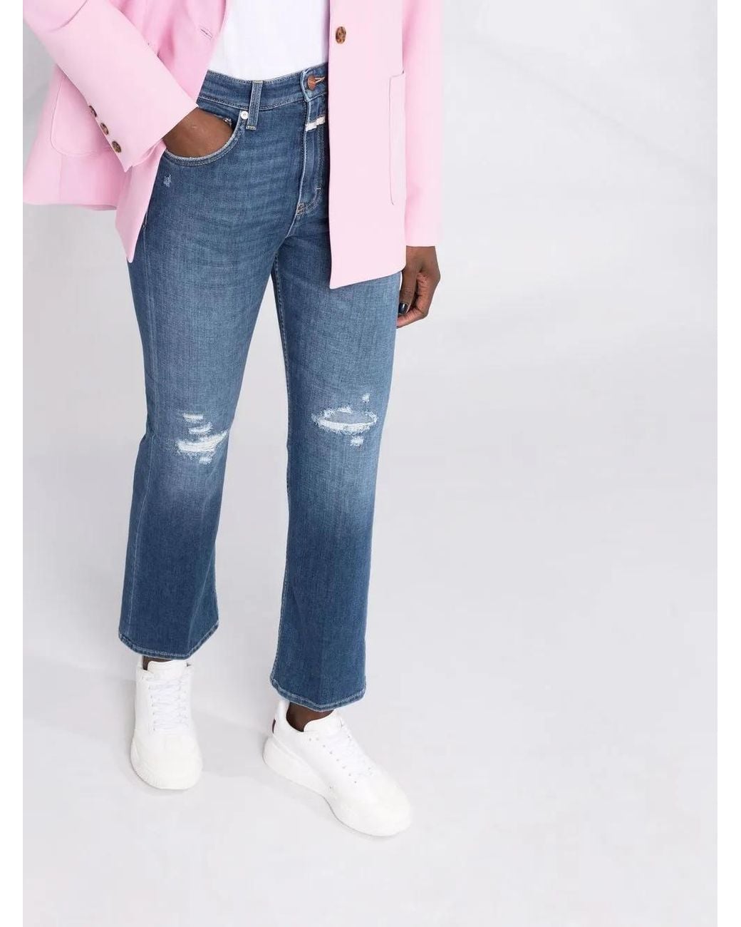 Closed Blue Distressed Straight-Leg Tapered Jeans
