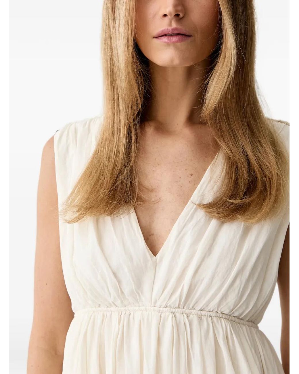 ViCOLO Natural Braided-Detail Tiered Mini Dress