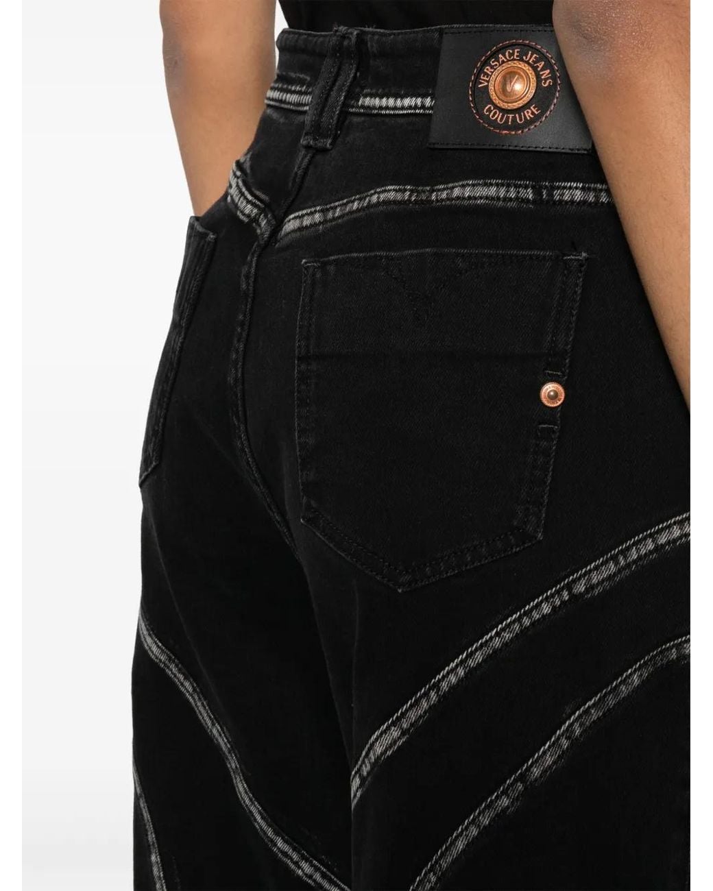 Versace Jeans Couture Black Piece Number Straight-Leg Jeans