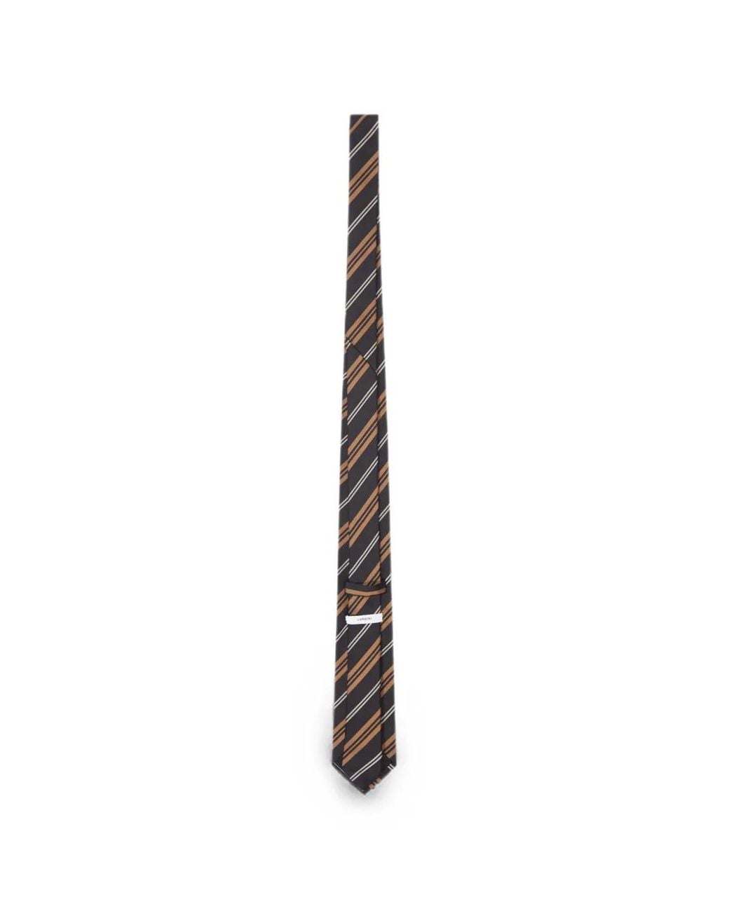 Lardini White Striped-Pattern Silk Tie for men