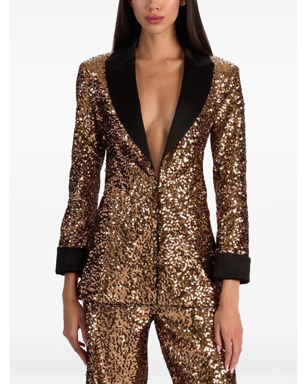 Alice + Olivia Brown Justin Sequin Blazer