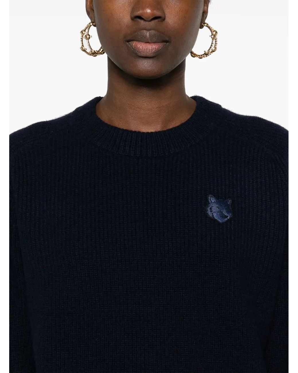 Maison Kitsuné Blue Bold Fox Head-Patch Sweater