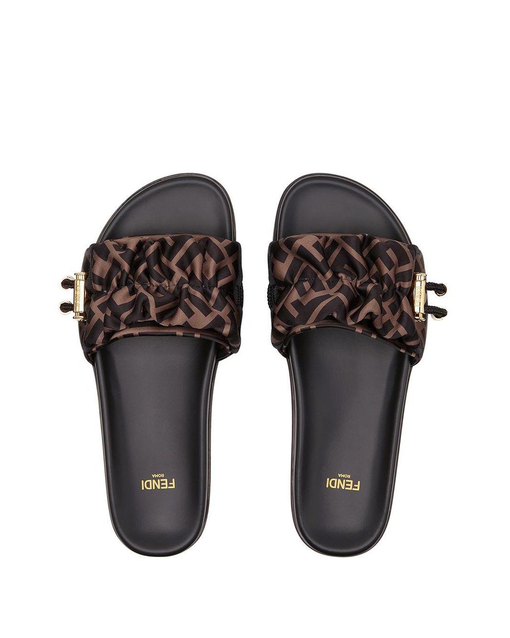 Fendi Slippers Met Ff-logo in het Bruin | Lyst NL